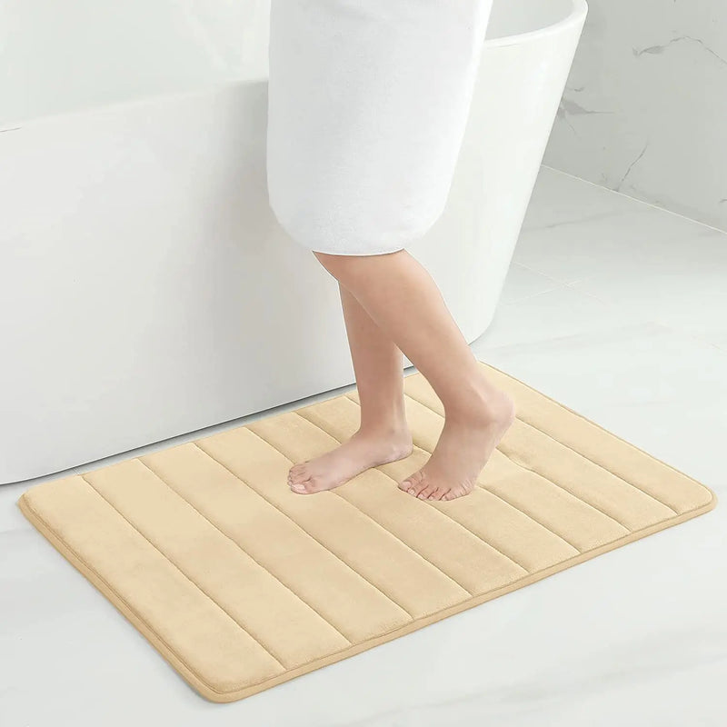 Memory Sponge Stripe Bathroom Non slip, Water Absorbent, Machine Washable Floor Mat