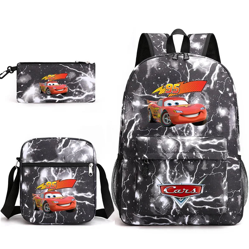 3pcs Disney Pixar Cars Lightning McQueen Students Backpacks Schoolbags Pencil Case Shoulder Bags Boys Girls School Bags Sets