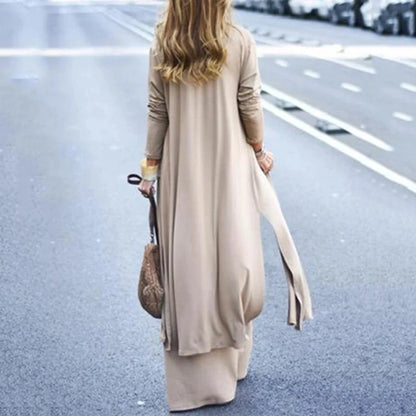 Solid Loose Spring Autumn Casual Three Piece Set Women's Office V-Neck Matching Suit Female Straight Pants Streetwear 3Pc Suit