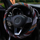 1 linen breathable fabric Bohemian style automotive supplies without inner ring steering wheel cover fits 14.5-15 inches