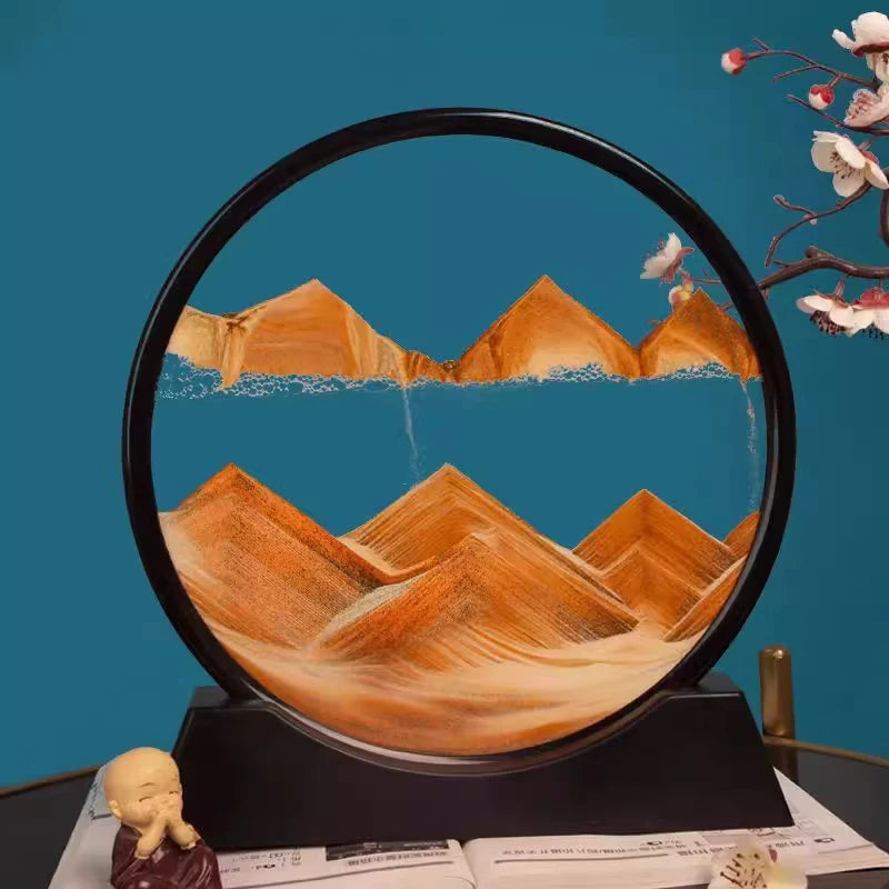 3D Hourglass Quicksand Moving Sand Art Picture Round Glass Deep Sea Sandscape Craft Flowing Painting Office Home Decor Gift New