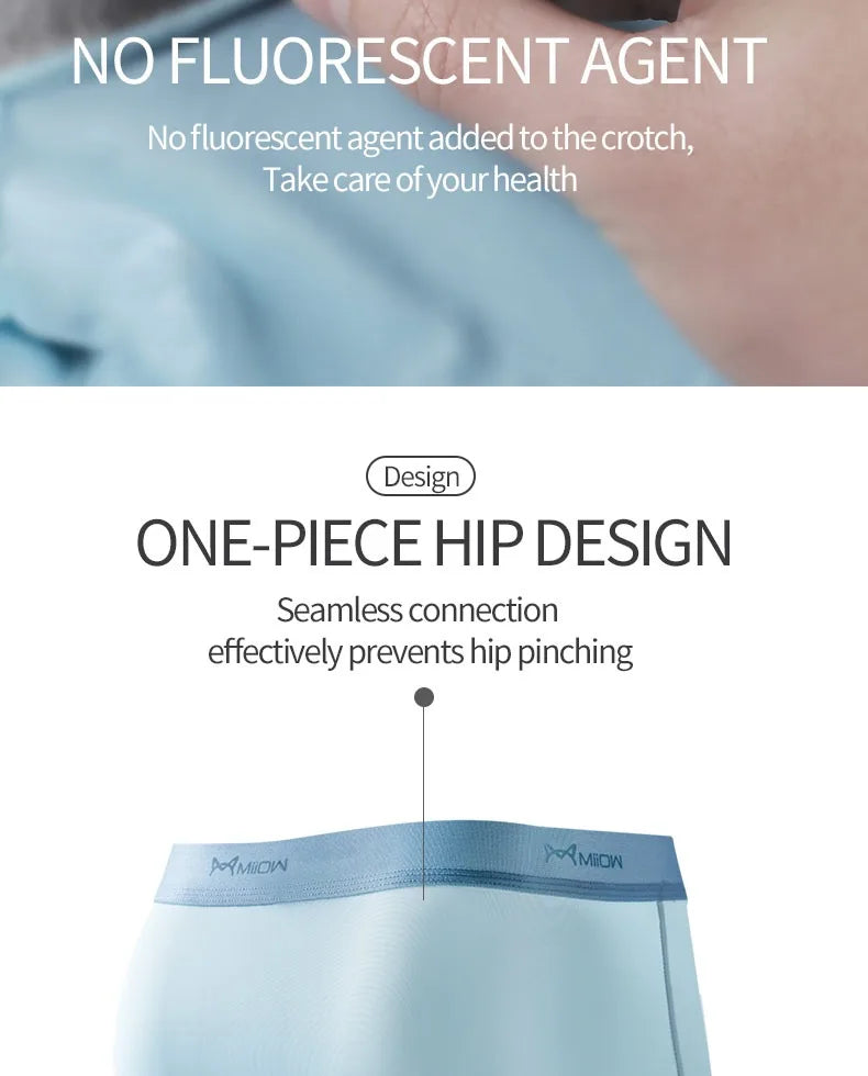 MiiOW 3Pcs Lot Men Boxer Shorts Graphene Antibacterial Ice Silk Underwear Man Boxershorts Seamless Breathable Male Panties L-5XL