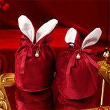 New Rabbit Ears Candy Bag Easter Drawstring Bag Velvet Draw String Candy Bags Gift Packing Bags Party Decoration Drop Shipping