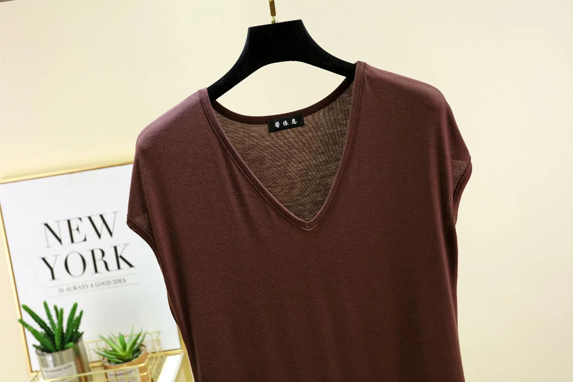 Modal V-Neck Tank Tops summer women's T-shirts sleeveless Plus size Thin Casual Loose Tee tops All match