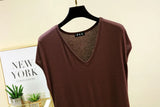 Modal V-Neck Tank Tops summer women's T-shirts sleeveless Plus size Thin Casual Loose Tee tops All match
