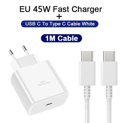 45W Snel Voor Samsung Oplader S24 S23 S22 S21 Ultra S20 Fe Plus A54 A53 A 52S A51 Snel Opladen Usb Type C Kabel Telefoon Accesso