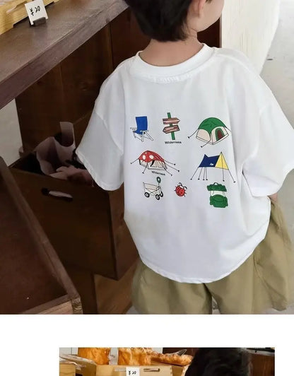 Boys' Summer Short Sleeve T-shirt New Small And Medium Children's Round Neck Top Children's Casual Versatile Half Sleeve Fashion