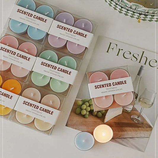 4pcs Handmade Tea Light Scented Candle Aromatherapy Soy Wax Candles Wedding Birthday Candle Party Home Decoration Photo Props