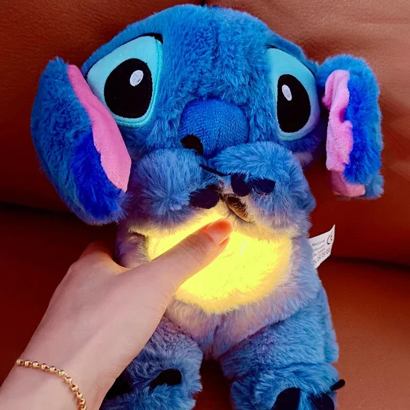 Muñeco de peluche Disney Stitch, oso de peluche que respira y duerme, con música relajante, compañero de juegos Kawaii, juguete de peluche ligero para niños, regalo para niños