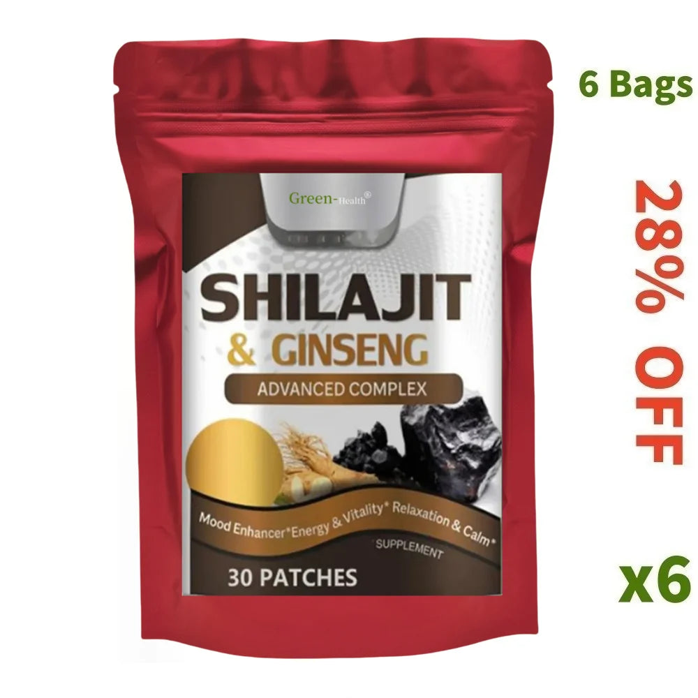 Hot sale 30 Patches Shilajit & Ginseng Supplement - Provides Energy and Endurance, Enhances Brain & Memory, Immune Support