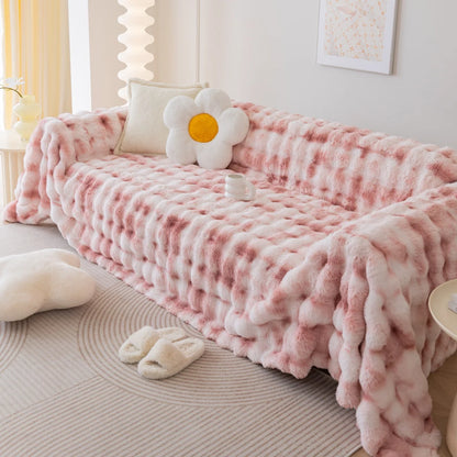 Bubble Imitation Fur Sofa Towel Faux Fur Sofa Cover Blanket Couch Cover Universal for Living Room Warm