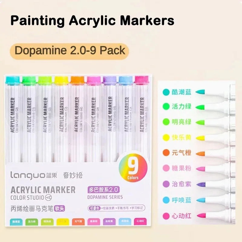 9/144 Colors Acrylic Paint Art Marker Pen DIY Painting Drawing for Card Ceramic Stone Mug Glass Fabric Clothes Art Supplies