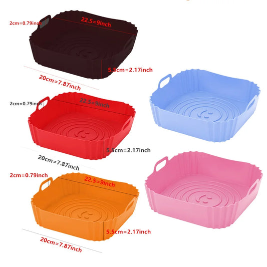 Revestimiento reutilizable para sartén de Airfryer, accesorios de silicona para freidoras de aire, bandeja para horno, pizza, pollo, Airfryer, molde de silicona antiadherente