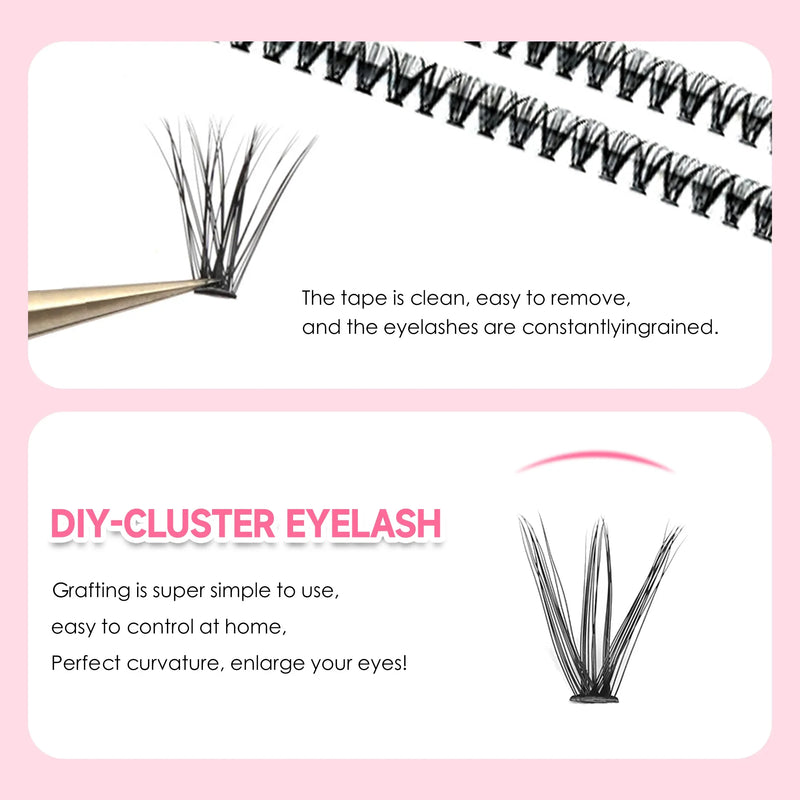 DIY Lashes Extension Kit, Clusters, Bond e Seal, Ferramentas de maquiagem para colagem, cola Acessórios, 200 pcs