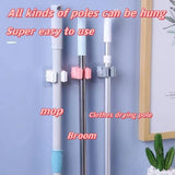 2/4/5/10Pcs Wall Mounted Mop Organizer Holder Adhesive Broom Hanger Hooks Bathroom Kitchen Storage Racks Home Accessories