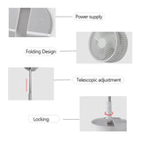 Portable Fan USB Rechargeable Folding Telescopic Floor Standing Fan Remote control Mini Fans Outdoor Camping Cooling fan home