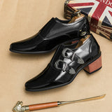 Luxury Designer Monk Leather Men's Shoes, High Heels, Polished, Double Buckle, Pointed Toe, Casual Shoes for Men, Party Wedding Shoes for Men