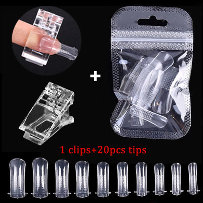 20/100Pcs False Clear Nails Full Cover Nail Tips DIY Manicure Tool For Acrylic UV Nail Gel Quick Extension Tool Kits