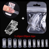 20/100Pcs False Clear Nails Full Cover Nail Tips DIY Manicure Tool For Acrylic UV Nail Gel Quick Extension Tool Kits