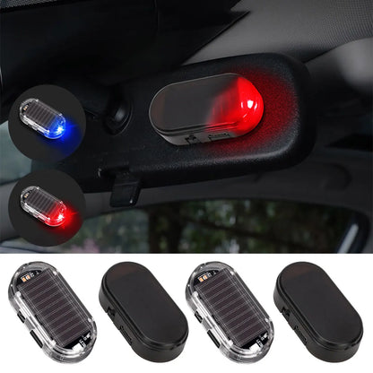 Car Fake Security Light Solar Powered Simulated Dummy Alarm Wireless Warning Anti-Theft Caution Lamp LED Blue/Red Flashing Light