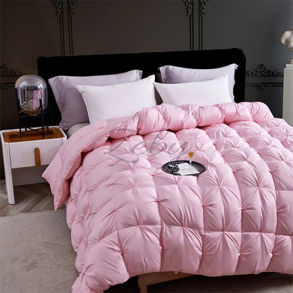 High Grade 100% White Goose Down Quilt Winter Warm Feather Duvet Queen King Cozy Lightweight 3D Bread Comforter Pinch Pleated