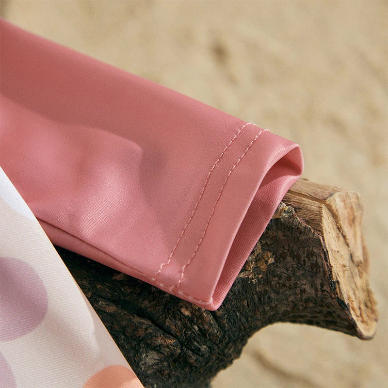 Toddler Girls Boys Beach Wear Kids Swimwear Summer Long Sleeve Floral/Tropical Print Zip Up Bathing Suits with Hat For Swimsuit