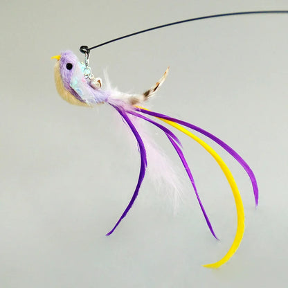 Varita de pájaro/pluma para gato con campana y potente ventosa, manos libres, juguetes interactivos para gatos, ejercicio de caza de gatitos, productos para mascotas