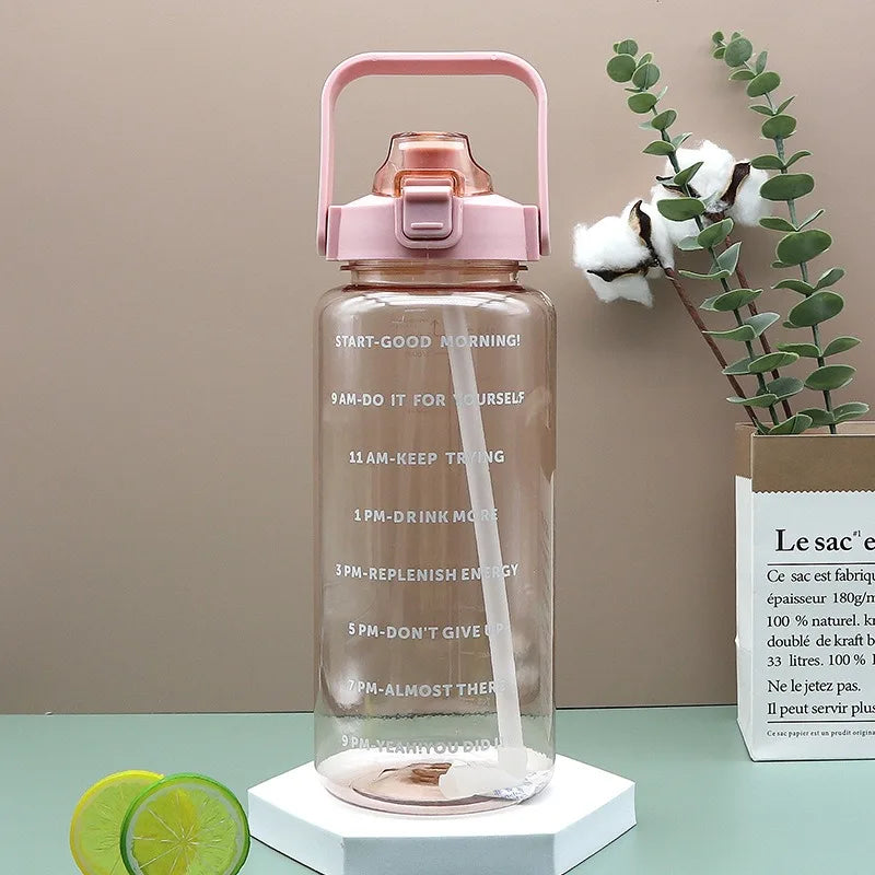 2025 Spring/Summer 2L Large Capacity Outdoor Plastic Bouncing Straw Sports Water Bottle Leak-proof Portable Refill Cups