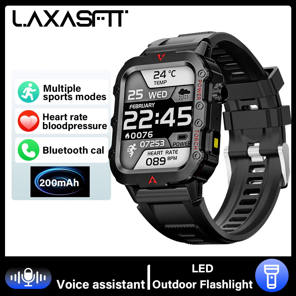 LAXASFIT Smart Sports Watch LED Flashlight Music Player Fitness Tracking Bluetooth Calling Sleep Monitoring 2025 New Smart Watch