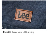 LEE Unisex Utility Canvas Leather Zipper Tote Bag Casual Denim Daily Shopping Handbag Women Men Durable Student School Book Bag