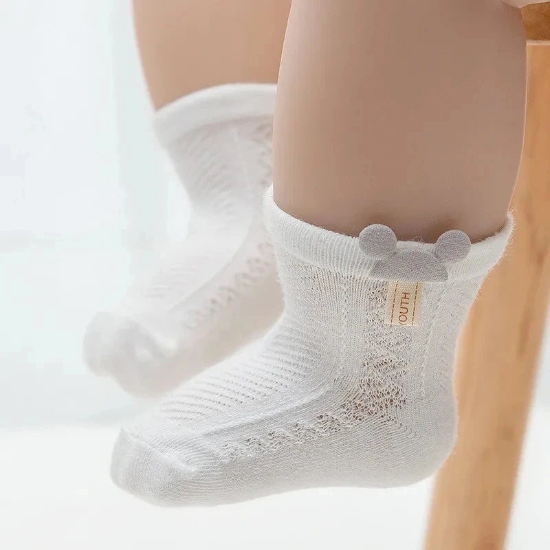 4 par/lote de calcetines finos de malla de verano para bebé, calcetines de algodón suave con dibujos animados para recién nacidos, calcetines transpirables bonitos para niñas pequeñas de princesa