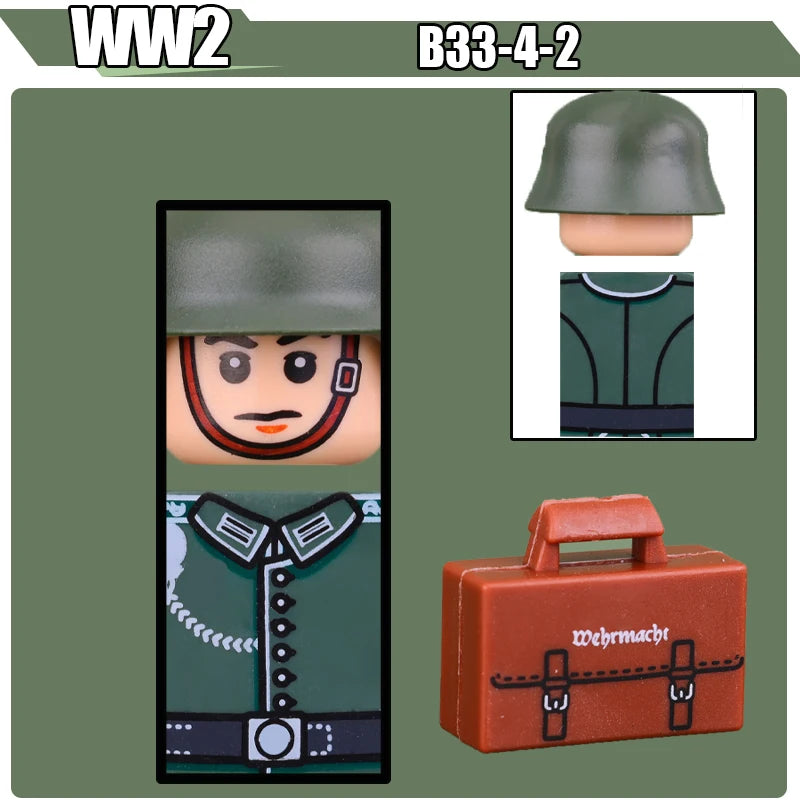 WW2 Military Soldier Figures Building Blocks Soviet British Army German Camouflage Warrior Infantry Accessories Bricks Toys Gift
