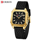 Relógio feminino quadrado minimalista pulseira pulseira de silicone casual