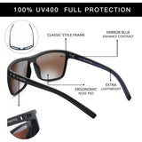ZENOTTIC Polarized Sunglasses for Men Shades Lightweight TR90 Frame UV400 Protection Square Outdoor Travel Driving Sun Glasses