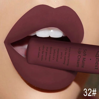 Lápiz labial líquido mate resistente al agua, brillo labial aterciopelado de larga duración, tubo mate nude, pigmento rojo, negro, maquillaje, lápices labiales cosméticos. 