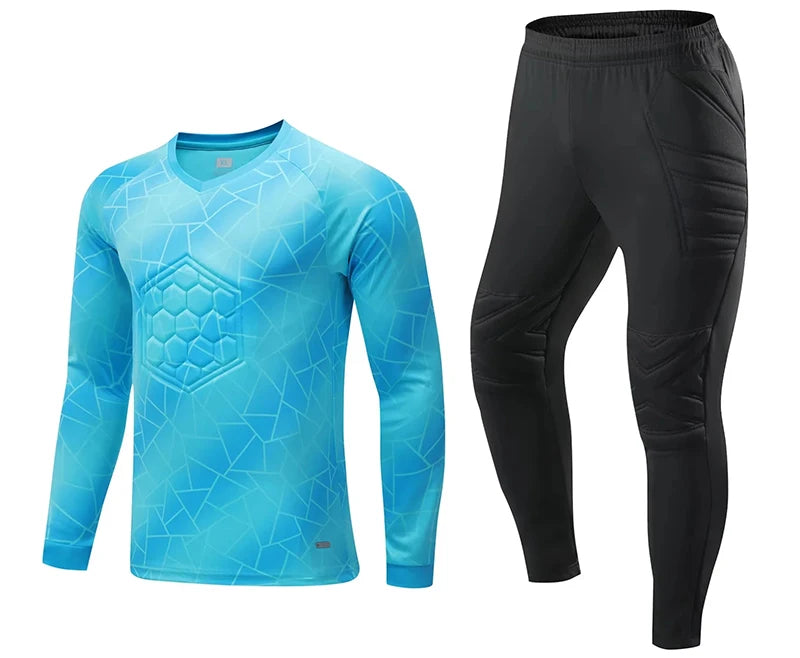 Men Kid 2024 Soccer Goalkeeper Uniform Protective Sponge Long Sleeve Football Training Goalkeeper Top Soccer Jersey Pants Custom