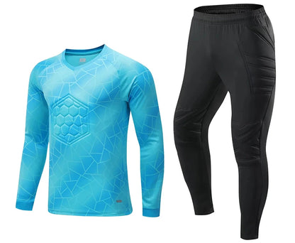 Men Kid 2024 Soccer Goalkeeper Uniform Protective Sponge Long Sleeve Football Training Goalkeeper Top Soccer Jersey Pants Custom