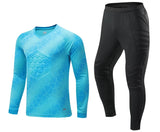 Men Kid 2024 Soccer Goalkeeper Uniform Protective Sponge Long Sleeve Football Training Goalkeeper Top Soccer Jersey Pants Custom