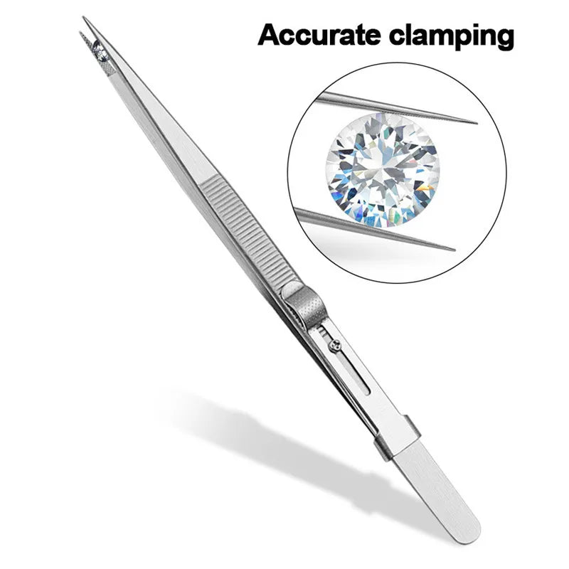 Pinzas de acero inoxidable con cierre deslizante ajustable, antiestáticas, herramienta para la fabricación de joyas y reparación de componentes electrónicos.