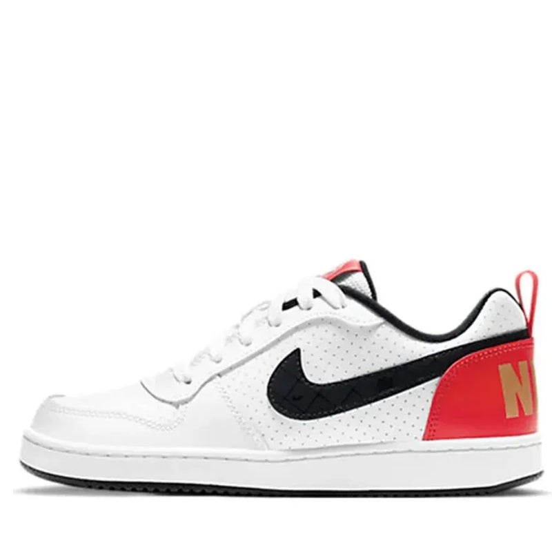 Nike Court Borough Low-Top Kids's Sneakers Couro Sintético Clássico Estilo Retro Antiderrapante Amortecedor Resistente ao Desgaste