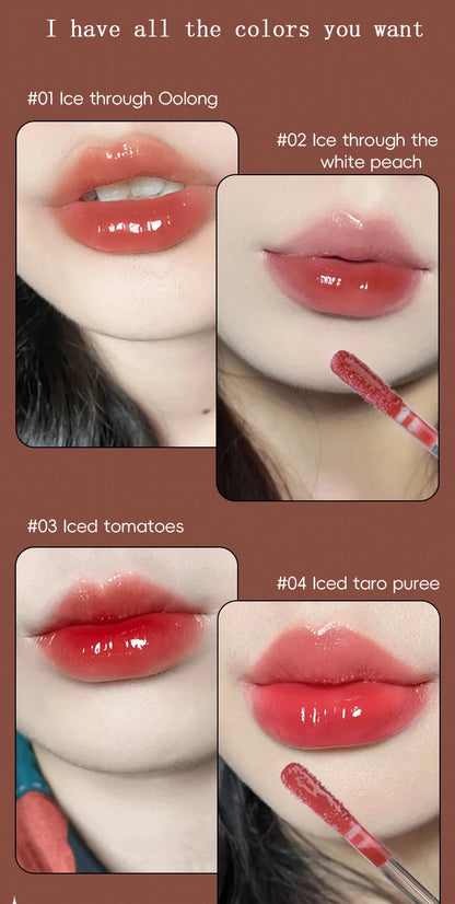 Brillo de labios de larga duración, hidratante, fácil de teñir, resistente al agua, efecto espejo, cristal de agua, brillo de labios, color transparente, cosméticos