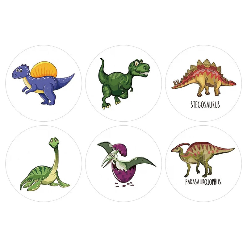 100-500pcs 1'' Round Dinosaur Stickers for Teacher Reward Stickers School Supplies Animal Incentive Roll Sticker for Home