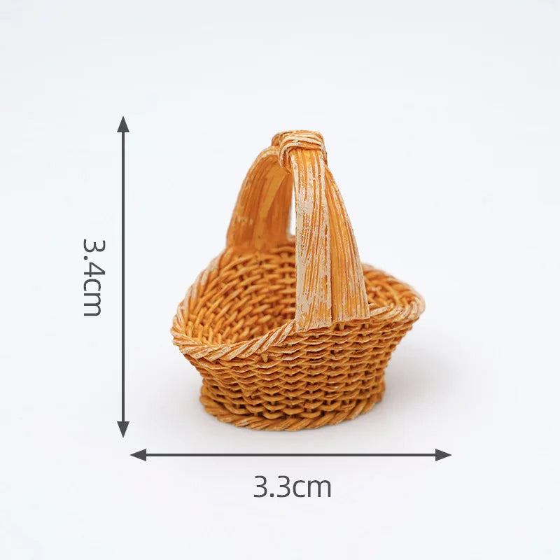 1pc Mini Simulated Rattan Basket Model DIY Creative Dollhouse Dessert Shop Food Vegetable Ornaments Craft Kitchen Decoration
