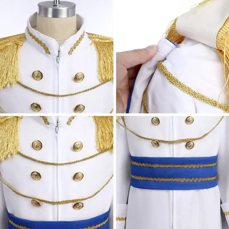 Boy's King Prince Cosplay Costume Prince Crown Scepter Cloak Royalty Suit Halloween Birthday Carnival Costumes Fancy Dress Up