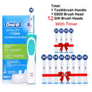Cepillo de dientes eléctrico Oral B para adultos, recargable, con rotación, blanqueamiento 3D y cabezales de regalo.