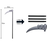 Halloween Death God Play Costume, Kids and Adults Horrible Skeleton Costume, Black Ghost Robe and Sickle, Enjoy Game Party