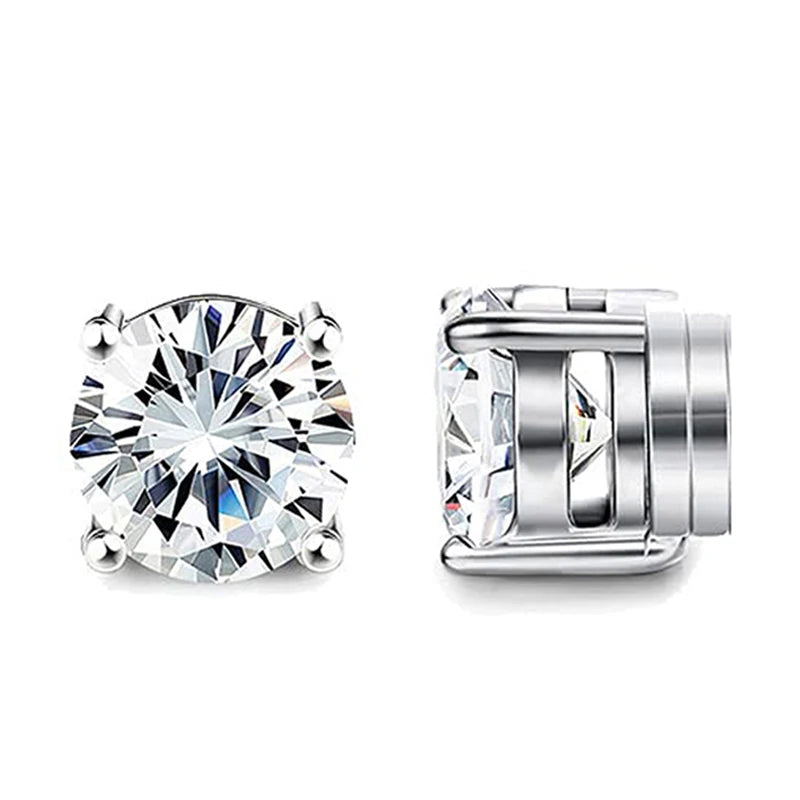 1 Par de Cristal Forte Magnetic Ear Stud Clip Brincos para Homens Mulheres Punk Rodada Zircon Magnet Brincos Não Piercing Jóias