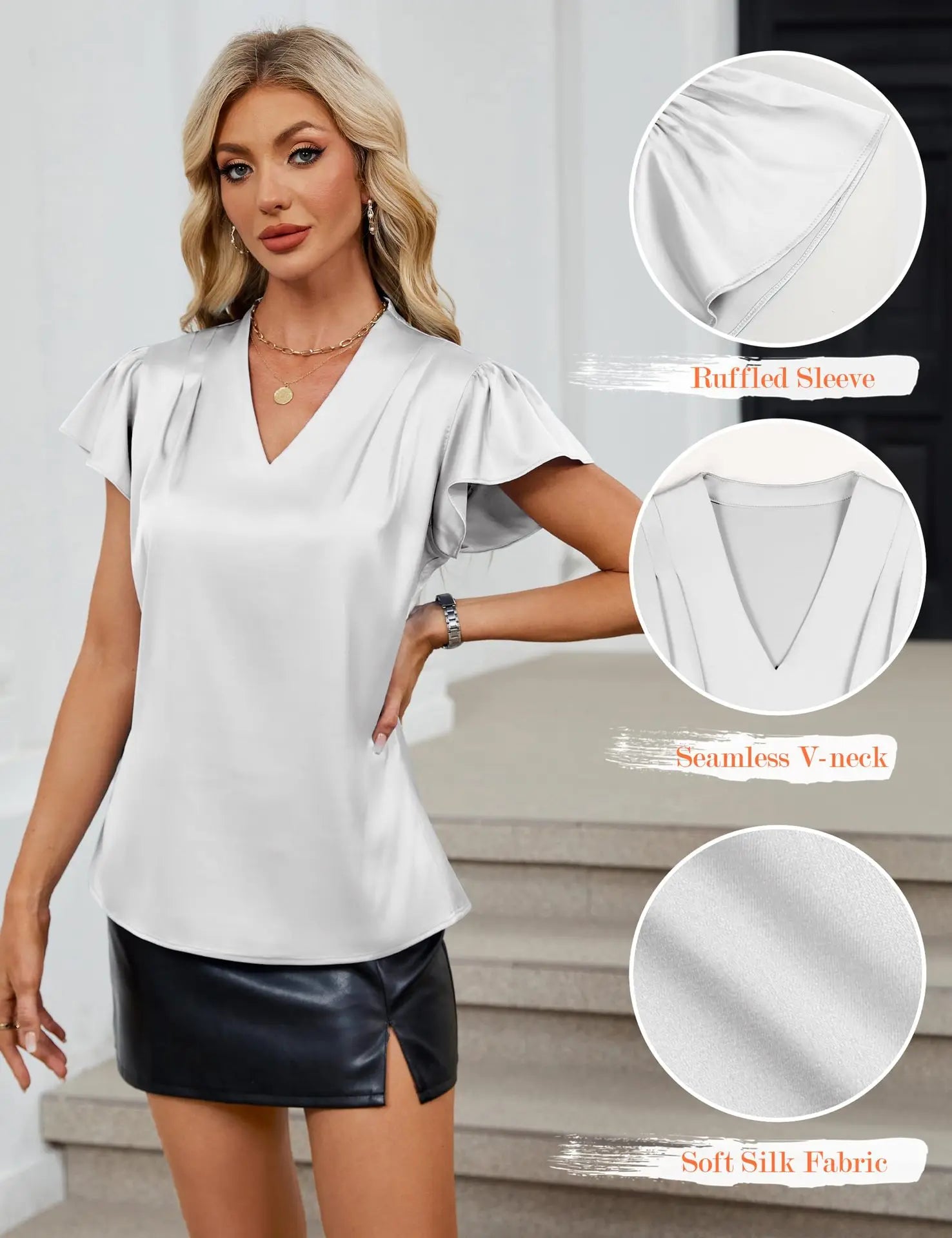 2026 Fashion Summer Casual Shirts Office Lady Tops Mujer Elegant Simple Chiffon Blouse Women Short Sleeve V-Neck Woman Clothes