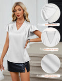 2026 Fashion Summer Casual Shirts Office Lady Tops Mujer Elegant Simple Chiffon Blouse Women Short Sleeve V-Neck Woman Clothes