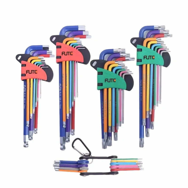 FUTE Allen Key Set L Wrench Kit for Allen Screw 9PCS Long Arm Hex Key Set 1.5mm To 10mm Hex Spanner Hand Tools Bicycle Repair